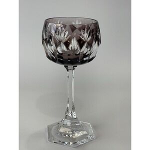 CRISTAL SEVRES FRANCE‎ Burgandy Cut To Clear Wine Glass ~Single Glass~